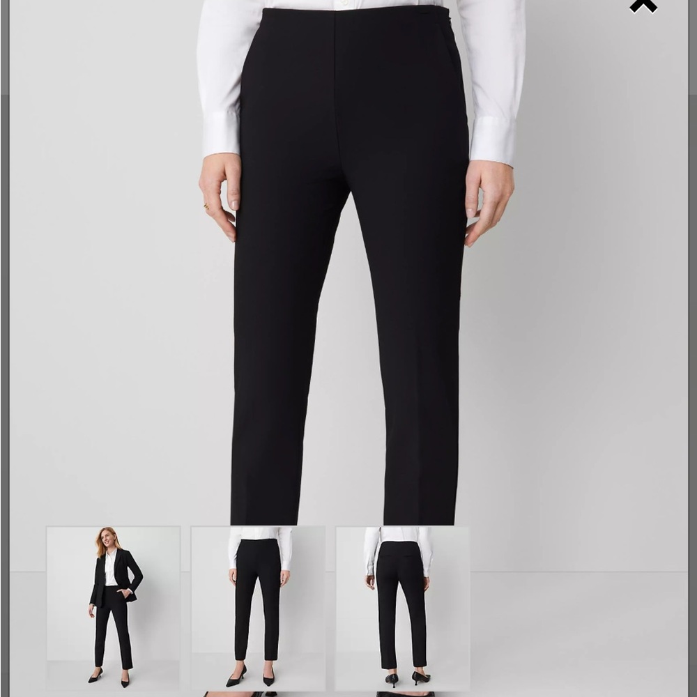 Ann Taylor Side Zip Black Pants Zipper Ankles Size 12 Black